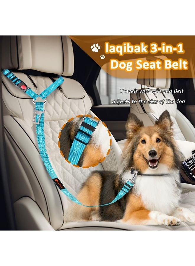 MOWKIT Dog Seat Belt Harness for Car, 3 in 1 Pet Dog Car Seatbelt Leash, Retractable Restraint Secures to Vehicle Headrest & Adjustable Reflective Bungee Dog Seatbelt Tether - Image 3