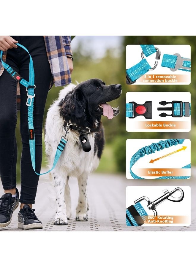 MOWKIT Dog Seat Belt Harness for Car, 3 in 1 Pet Dog Car Seatbelt Leash, Retractable Restraint Secures to Vehicle Headrest & Adjustable Reflective Bungee Dog Seatbelt Tether - Image 4