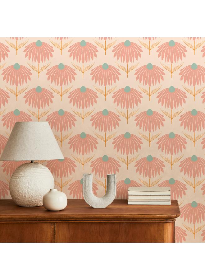 Hand-painted Chrysanthemum Small Fresh Abstract Plant Flower Self-adhesive Wallpaper Background Wall Wallpaper Bedroom Porch Mural - Image 4