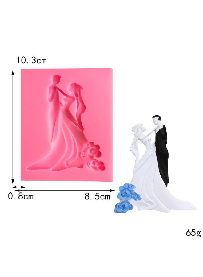 Bride and Groom Shape Silicone Mold Pink - Wedding Cake Topper Molds Valentine's Day Chocolate Molds & Fondant Decor - Non-Stick & Heat-Easy Release - Image 2
