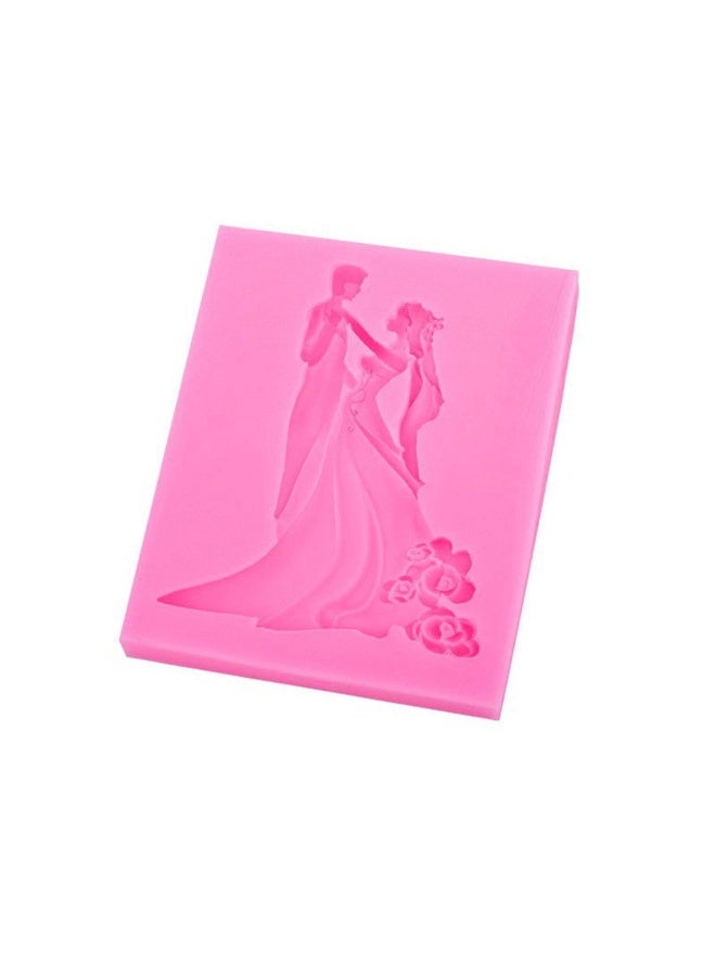 Bride and Groom Shape Silicone Mold Pink - Wedding Cake Topper Molds Valentine's Day Chocolate Molds & Fondant Decor - Non-Stick & Heat-Easy Release - Image 3