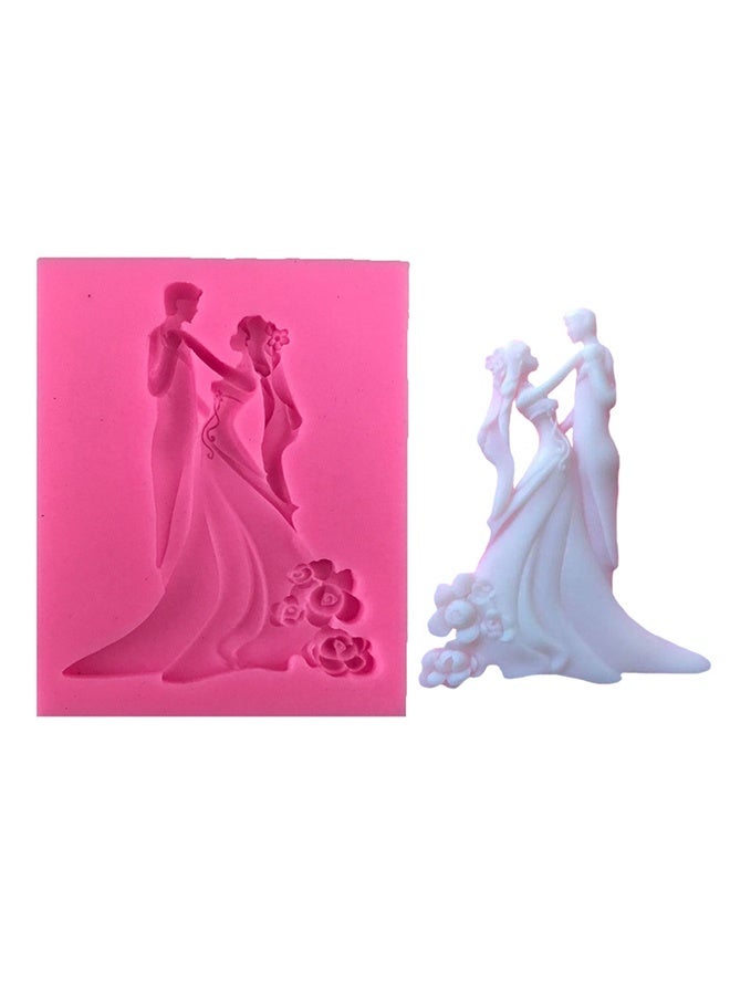Bride and Groom Shape Silicone Mold Pink - Wedding Cake Topper Molds Valentine's Day Chocolate Molds & Fondant Decor - Non-Stick & Heat-Easy Release - Image 1