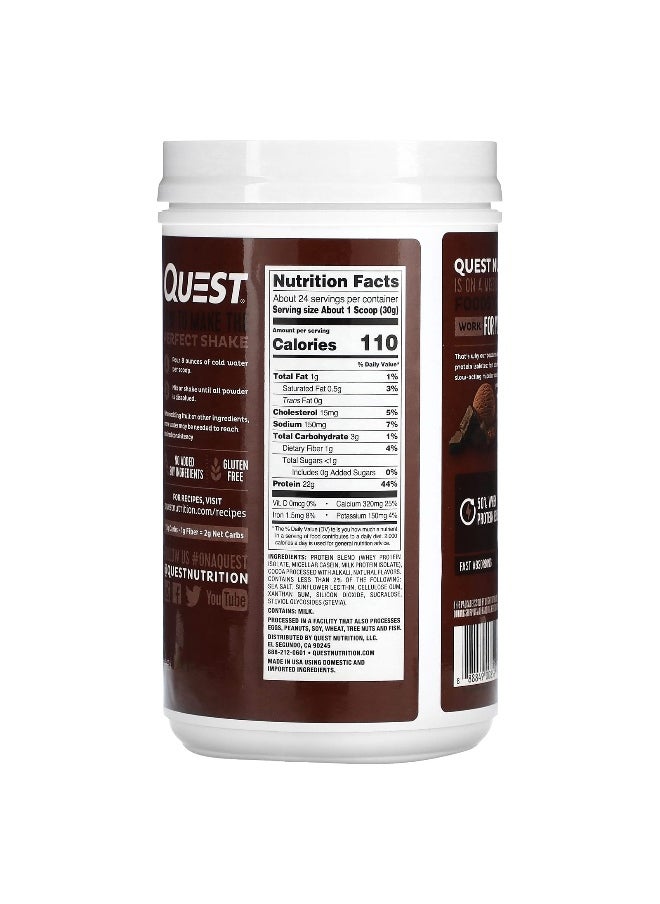 QUEST NUTRITION - Quest Nutrition, Protein Powder, Chocolate Milkshake, 1.6 lb (726 g) - Image 1