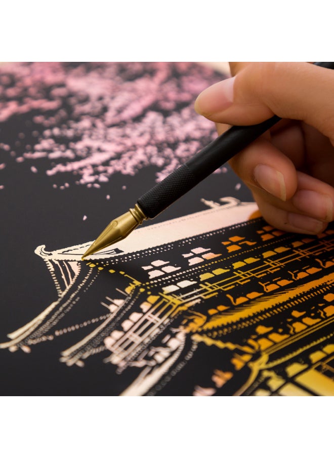 Generic - Color City Night Scrape Painting 3 Colorful Scrape Paper 8 Open Hand Scrape Painting This Pattern To Send Men And Women A Wholesale-Colour:(colorful First Edition) London Big Ben - Scratch Painting + 4-piece Tool Set + Gift Bag - Image 1