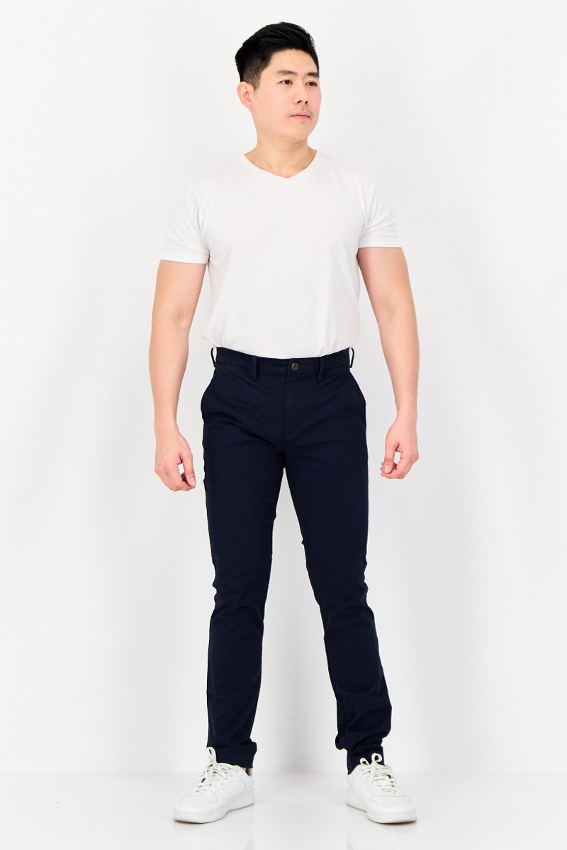 GAP Men Skinny Fit Plain Stretchable Chino Pants, Navy - Image 3