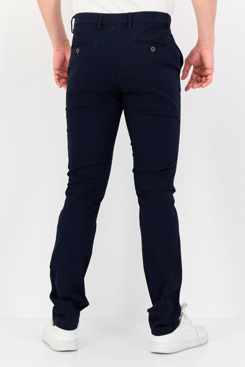GAP Men Skinny Fit Plain Stretchable Chino Pants, Navy - Image 4