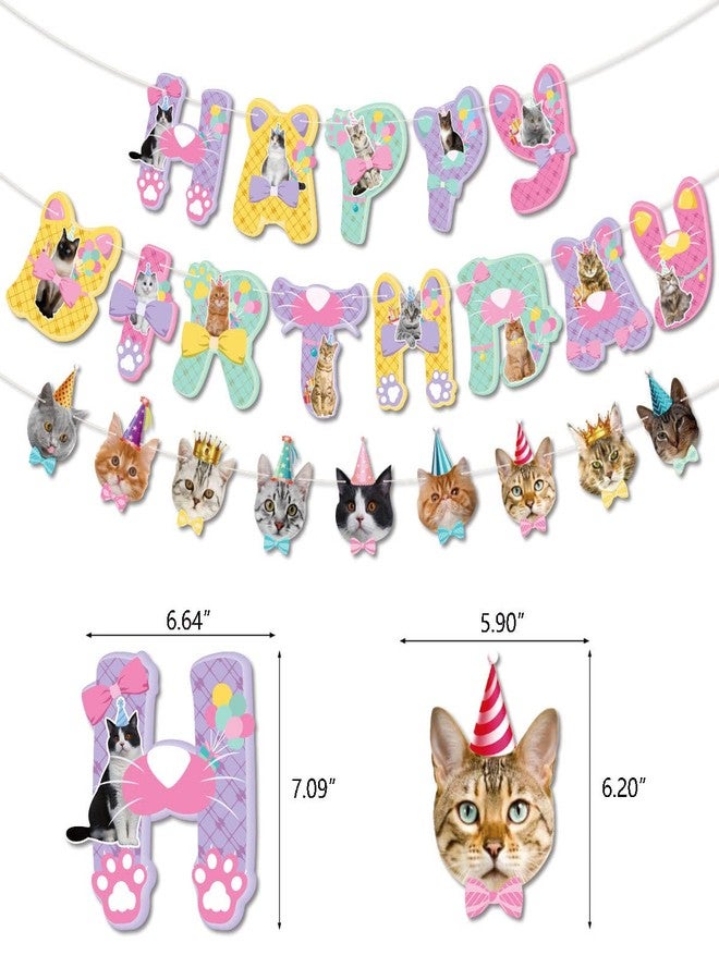 OULUN Cat Birthday Party Decoration Set, Cute Cat Party Supplies for Kids Who Love Meowing Cats, Cat-Themed Party Gift Decoration Set - Image 2