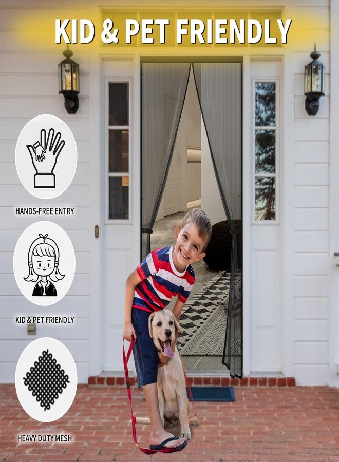Iduontis Magnetic Screen Door - Fit for Door Size: 30x80 Inch, Screen Itself Size: 32"x82", Hands Free Mesh Partition,Heavy Duty Screen Door Mesh Curtain Keeps Bugs Out, Frame Hook & Loop, Pet and Kid Friendly - Image 4