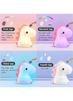 Gonice Night Light for Girls Bedroom, Unicorns Gifts for Girls, Cute Night Lights for Kids Room, Squishy Silicone Nursery Lamp, LED Color Changing USB Rechargeable Baby Toddler Decor  - Image 2