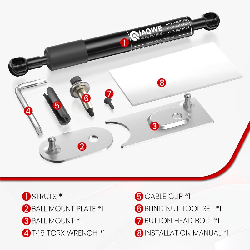 IAQWE Truck Tailgate Assist Shock 43301 Compatible with 2009-2018 Dodge Ram 1500, 2010-2024 Ram 2500/3500, 2019-2024 Ram 1500 Classic - Image 3