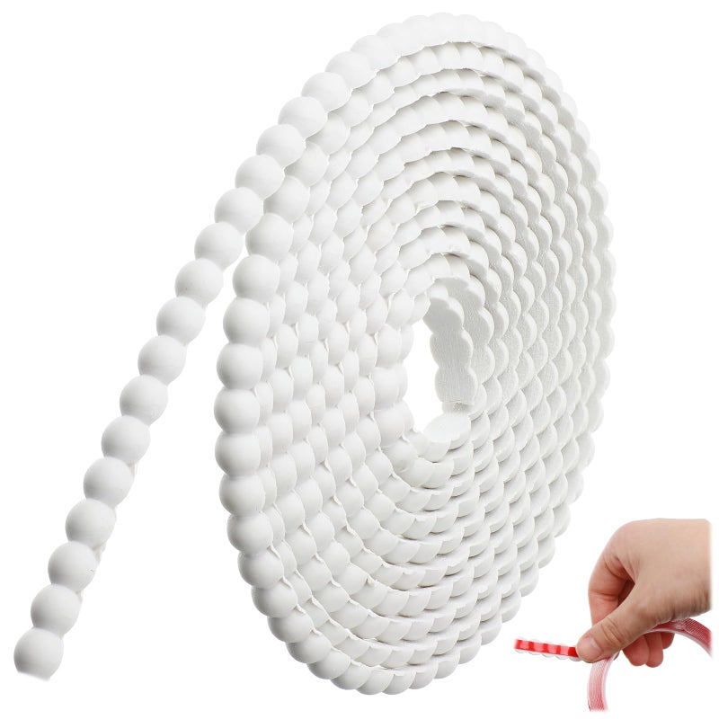 Leinuosen Flexible Molding Trim Peel and Stick for Walls 10ft Decorative Bead Pearl DIY Wall Trim for Bathroom Mirror Frame Border Backsplash Tile Ceiling Cabinet TV Wall Edge(White, 10ft /12 mm) - Image 1