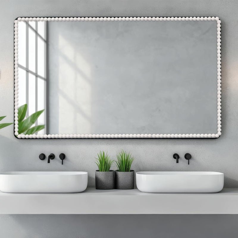 Leinuosen Flexible Molding Trim Peel and Stick for Walls 10ft Decorative Bead Pearl DIY Wall Trim for Bathroom Mirror Frame Border Backsplash Tile Ceiling Cabinet TV Wall Edge(White, 10ft /12 mm) - Image 3