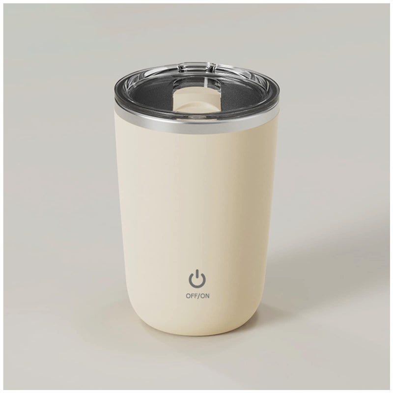 FOXNSK Self Stirring Mug Electric Auto Mixing Cup with Magnetic Stirring Rechargeable for Coffee Milk Cocoa ABeige