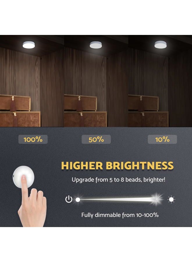 DAZZY DOT Rechargeable Puck Lights 2 Pack, Dimmable Touch Light Stick on for Closet, Magnetic Tap Light 1000mAh Battery Powered, Portable Led Light Cool White for Locker, Cabinet, Bedside, Kitchen - Image 3