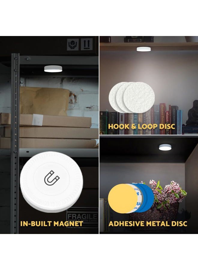DAZZY DOT Rechargeable Puck Lights 2 Pack, Dimmable Touch Light Stick on for Closet, Magnetic Tap Light 1000mAh Battery Powered, Portable Led Light Cool White for Locker, Cabinet, Bedside, Kitchen - Image 4