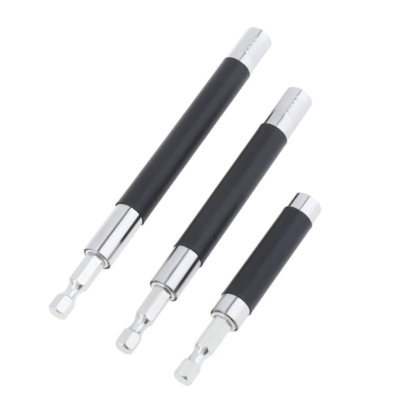 ChgImposs 3pcs/set Scalable Magnetic Screw Drive Guide Drill Bit Tip Holder, 3.15"/4.72"/5.51"(80/120/140mm) Screwdriver Bit Holder Extension Bar Adapter, Drill Bit Guide Rod Adapter - Image 1