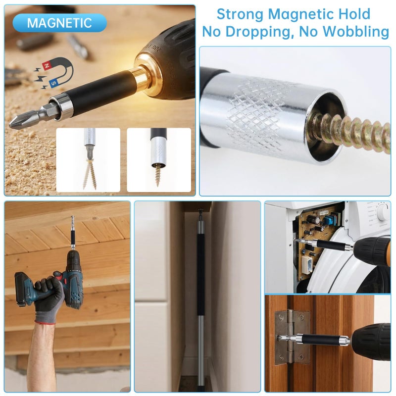 ChgImposs 3pcs/set Scalable Magnetic Screw Drive Guide Drill Bit Tip Holder, 3.15"/4.72"/5.51"(80/120/140mm) Screwdriver Bit Holder Extension Bar Adapter, Drill Bit Guide Rod Adapter - Image 3