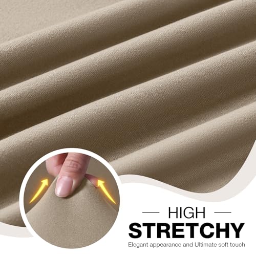 TAOCOCO Recliner Loveseat Cover with Middle Console 4 Pieces Recliner Sofa Cover Polyester Fabric Stretch Loveseat Reclining Sofa Covers Taupe 2 Seat Recliner Cover with Console - Image 3