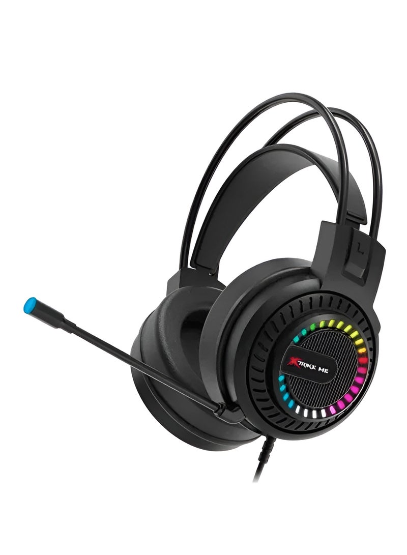 XTRIKE ME RGB Backlit Gaming Headset, HP-318, 50mm Speakers, Flexible Mic, Stereo Sound, for PC and Console-BLACK - Image 1