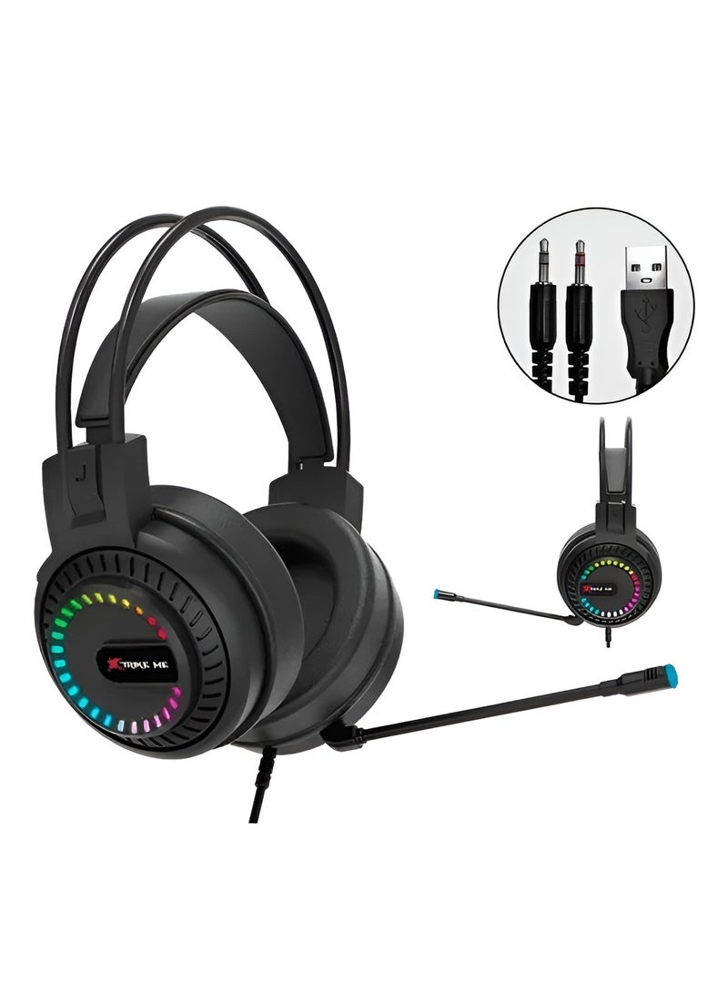 XTRIKE ME RGB Backlit Gaming Headset, HP-318, 50mm Speakers, Flexible Mic, Stereo Sound, for PC and Console-BLACK - Image 2