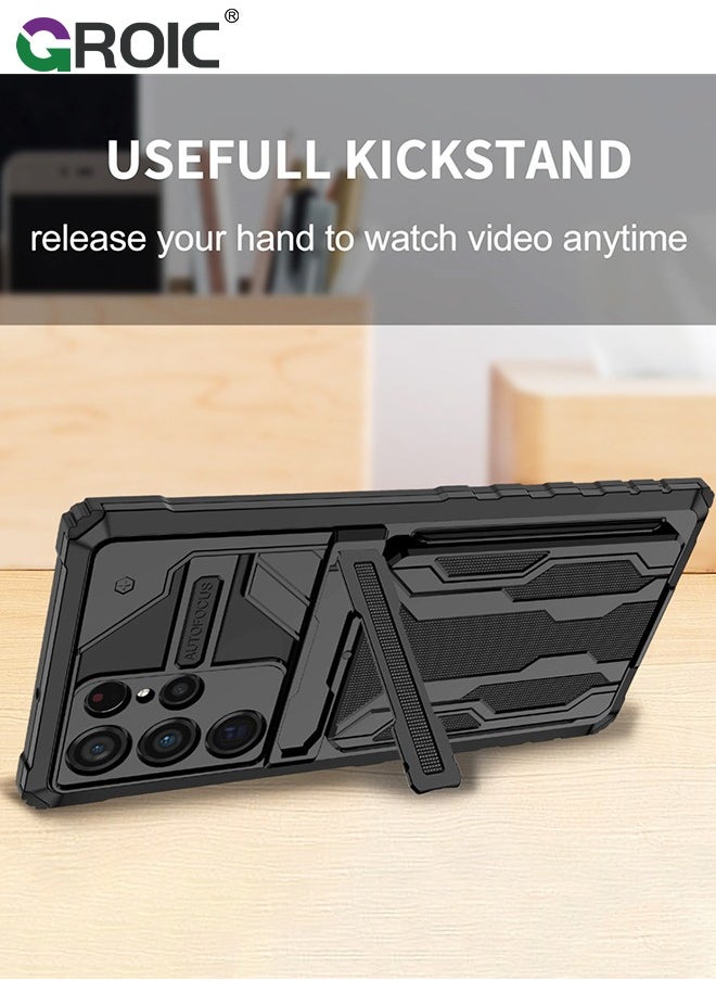 GROIC - Designed for Samsung Galaxy S24 Ultra 6.8" Durable Anti-Drop Mobile Phone Case, Built-in Kickstand with 2 in 1 Detachable Wallet Card Slot with Heavy Duty Protection Shockproof Shell - Image 1