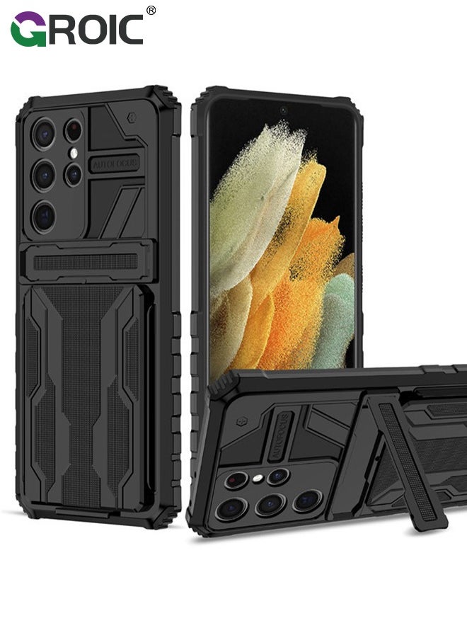 GROIC - Designed for Samsung Galaxy S24 Ultra 6.8" Durable Anti-Drop Mobile Phone Case, Built-in Kickstand with 2 in 1 Detachable Wallet Card Slot with Heavy Duty Protection Shockproof Shell - Image 1