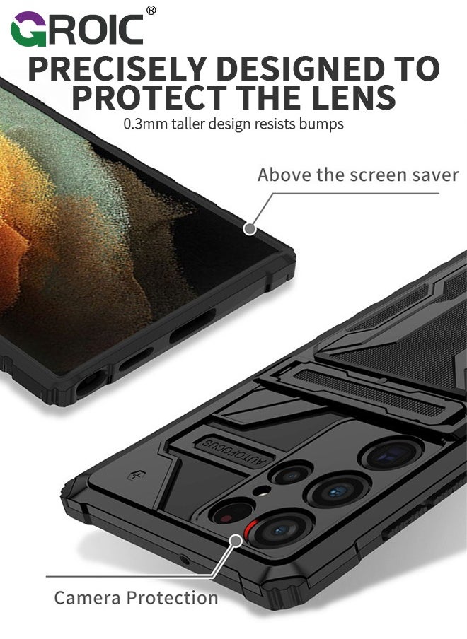 GROIC - Designed for Samsung Galaxy S24 Ultra 6.8" Durable Anti-Drop Mobile Phone Case, Built-in Kickstand with 2 in 1 Detachable Wallet Card Slot with Heavy Duty Protection Shockproof Shell - Image 1