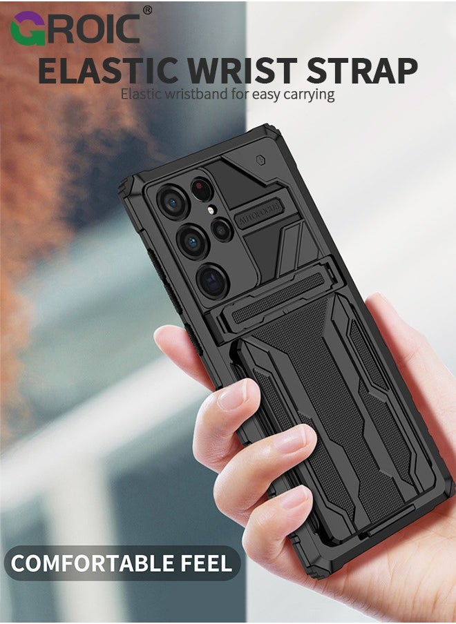 GROIC - Designed for Samsung Galaxy S24 Ultra 6.8" Durable Anti-Drop Mobile Phone Case, Built-in Kickstand with 2 in 1 Detachable Wallet Card Slot with Heavy Duty Protection Shockproof Shell - Image 1