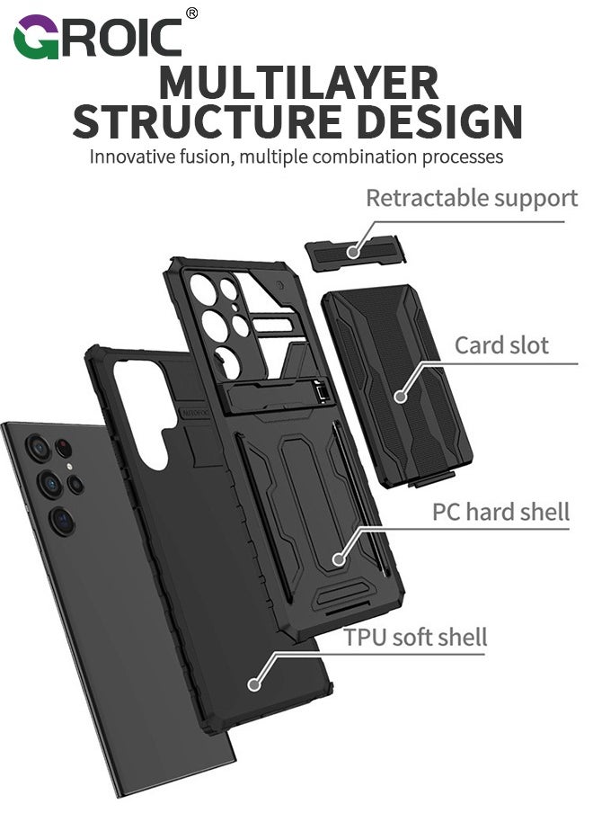 GROIC - Designed for Samsung Galaxy S24 Ultra 6.8" Durable Anti-Drop Mobile Phone Case, Built-in Kickstand with 2 in 1 Detachable Wallet Card Slot with Heavy Duty Protection Shockproof Shell - Image 1