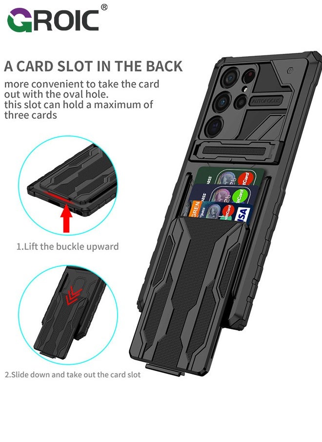 GROIC - Designed for Samsung Galaxy S24 Ultra 6.8" Durable Anti-Drop Mobile Phone Case, Built-in Kickstand with 2 in 1 Detachable Wallet Card Slot with Heavy Duty Protection Shockproof Shell - Image 1