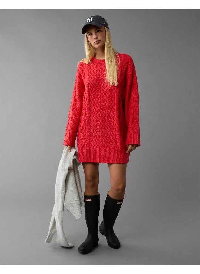 American Eagle - AE Long-Sleeve Cable Knit Sweater Mini Dress - Image 1
