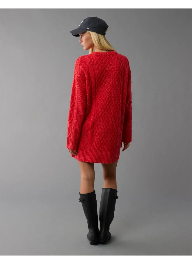 American Eagle AE Long-Sleeve Cable Knit Sweater Mini Dress