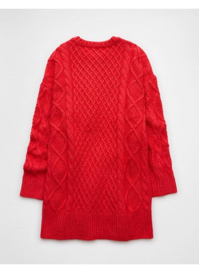 American Eagle - AE Long-Sleeve Cable Knit Sweater Mini Dress - Image 1