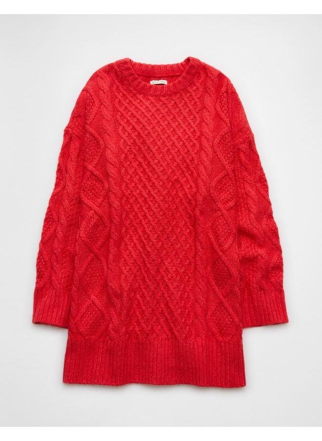 American Eagle - AE Long-Sleeve Cable Knit Sweater Mini Dress - Image 1