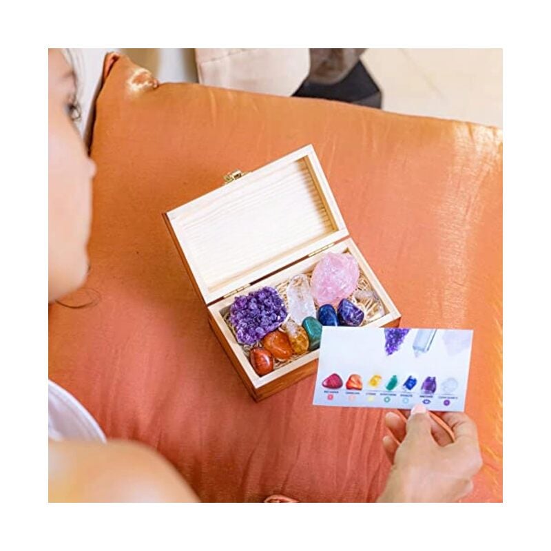 Travel Chakra Crystals 7 Chakra Tumbled Gemstones Amethyst Crystal Rose Quartz Quartz Crystal Point - Image 2