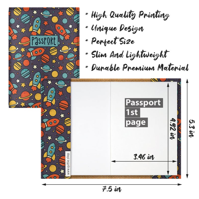 Quttie Passport Cover for Kids, Women and Men, Cute Travel Passport Holder (Dark Space) - Image 2