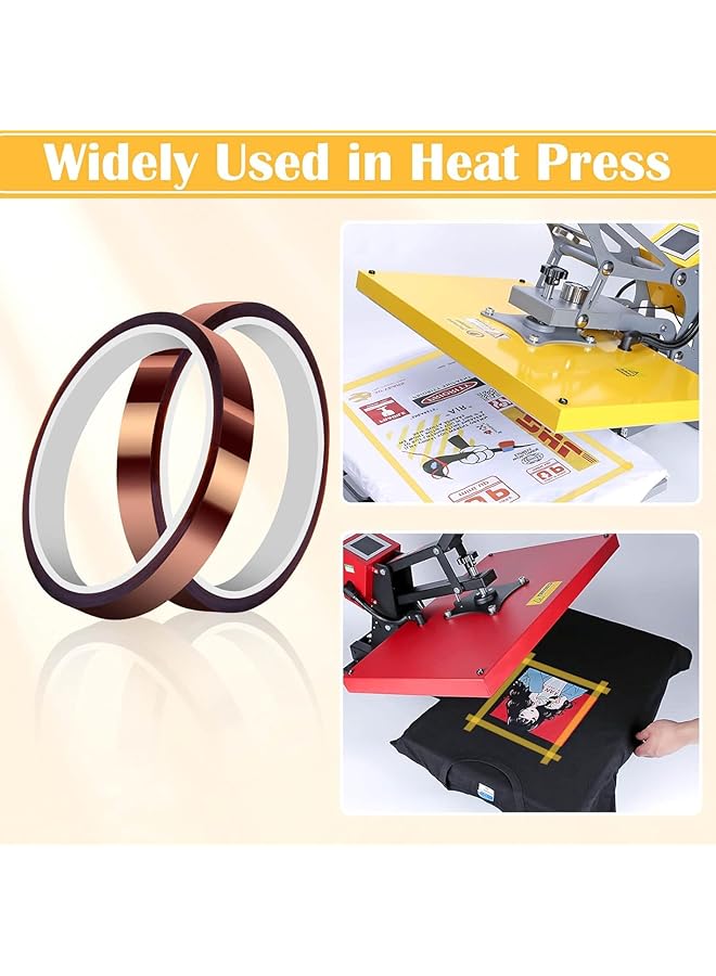 erorex 2Rolls Heat Transfer Tape Heat Tape For Heat Press Heat Resistant High Temperature Tape For Soldering Protecting Circuit Board Masking 3D Printing Htv Craft On T Shirt Fabrics 10Mm X 33M  - Image 5
