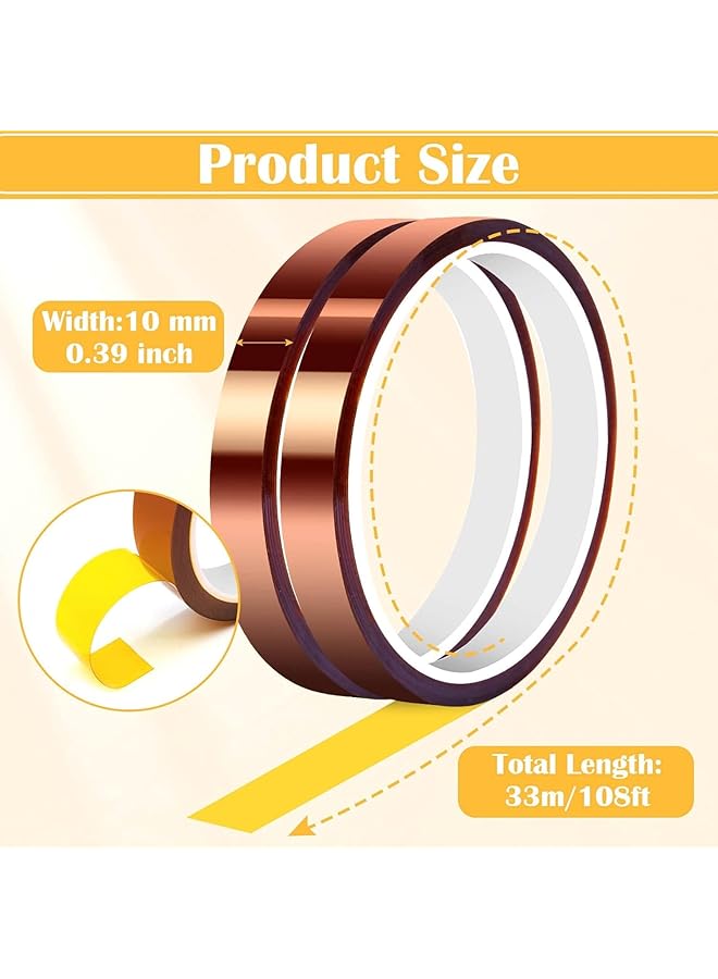 erorex 2Rolls Heat Transfer Tape Heat Tape For Heat Press Heat Resistant High Temperature Tape For Soldering Protecting Circuit Board Masking 3D Printing Htv Craft On T Shirt Fabrics 10Mm X 33M  - Image 3
