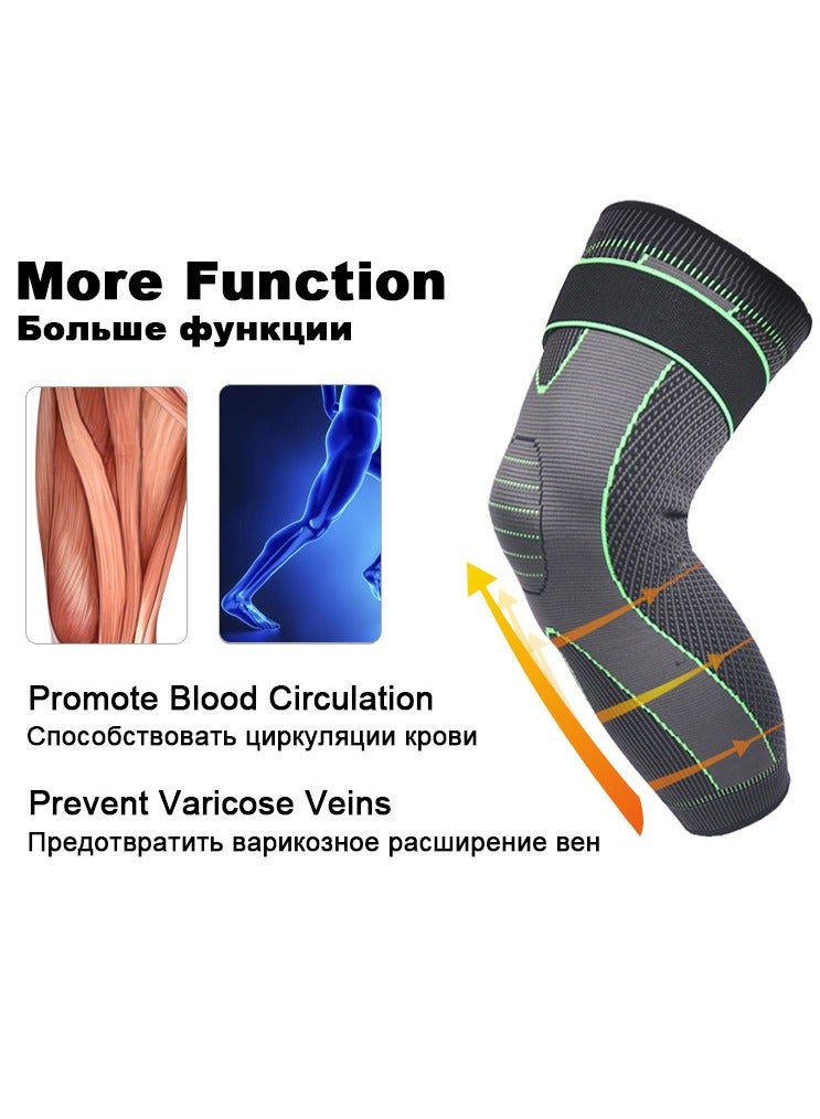 جي آر كيه سي دعامة ركبة مضغوطة محبوكة مع أربطة قابلة للتعديل – قطعتان لحماية الركبة والساق في الشتاء، مناسبة للرجال والنساء - Image 4