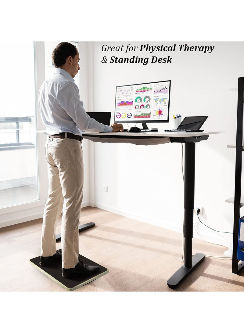 شو وو لوح توازن خشبي متمايل، ألواح هزازة أسفل المكتب، بكرة مانعة للانزلاق، تقوية الجذع، ثبات، ألواح اهتزاز مكتبية للوقوف، تدريب الجذع، تمارين رياضية منزلية في صالة الألعاب الرياضية - Image 5