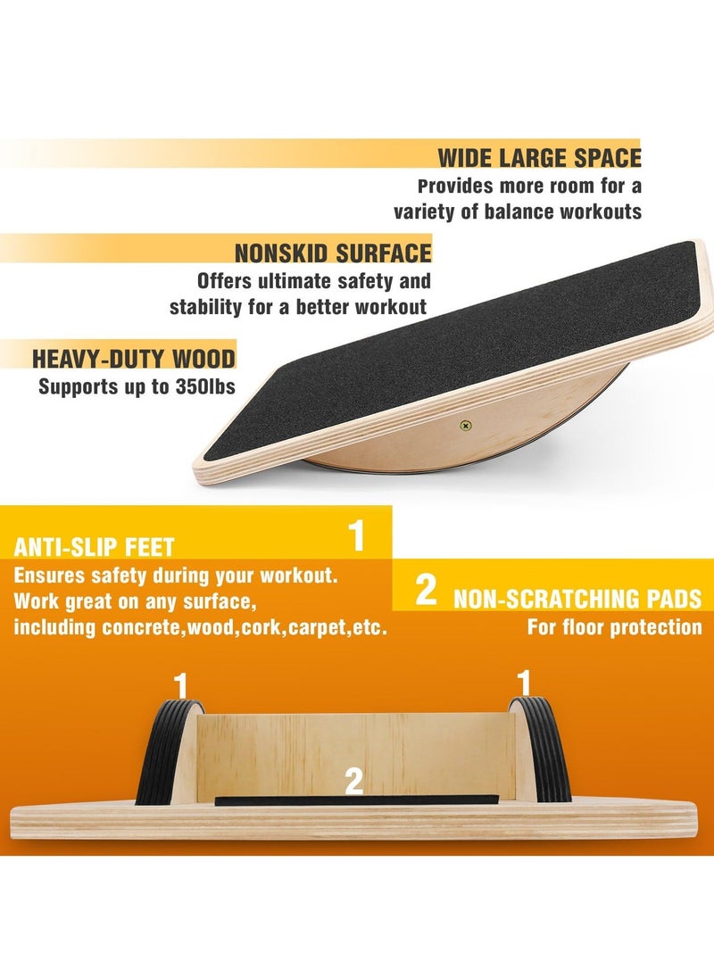 XiuWoo Wooden Balance Board for Leg Workout, Anti-Slip Rocker Board, Wobble Board for Standing Desk  - Image 3