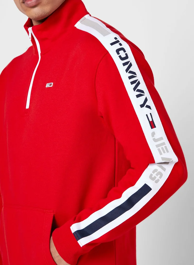 TOMMY JEANS Mock Neck Half Zip Sweatshirt