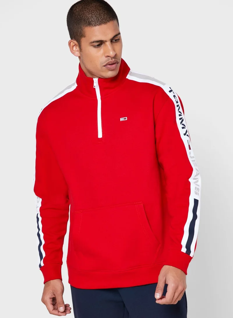 TOMMY JEANS Mock Neck Half Zip Sweatshirt