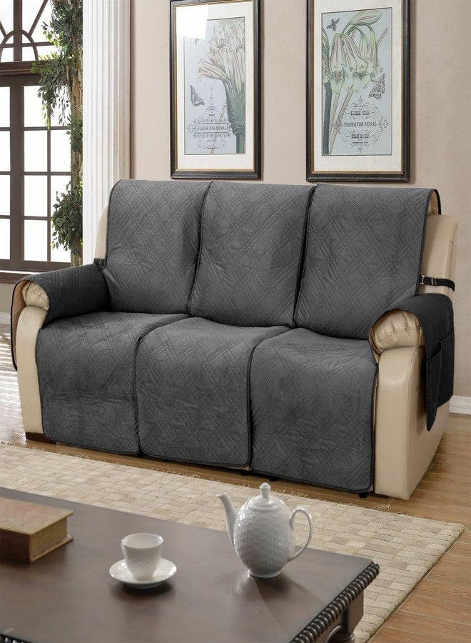 BOCTOPUG غطاء كرسي استرخاء مخملي من BOCTOPUG - غطاء مقاوم للماء للأريكة، حماية مقاومة للماء للأريكة من أجل الكلاب والحيوانات الأليفة (رمادي داكن، 23 بوصة يسار) - Image 3