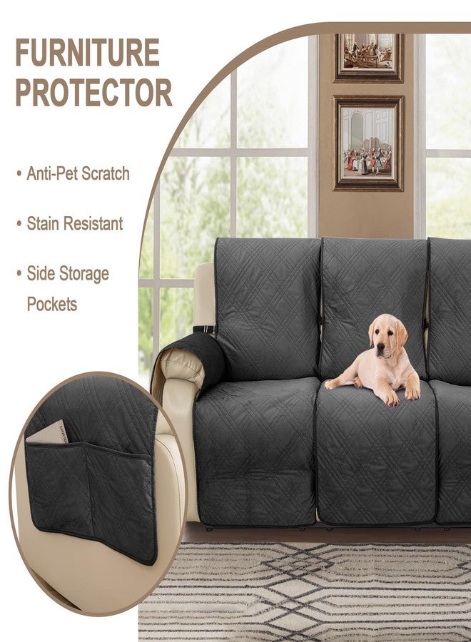 BOCTOPUG غطاء كرسي استرخاء مخملي من BOCTOPUG - غطاء مقاوم للماء للأريكة، حماية مقاومة للماء للأريكة من أجل الكلاب والحيوانات الأليفة (رمادي داكن، 23 بوصة يسار) - Image 4