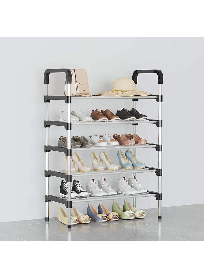Three Secondz - Stainless Steel Shoe Rack Shoe Stand Storage Organizer Shoe Cabinet Durable Portable (5 Layer, Black) - Image 3