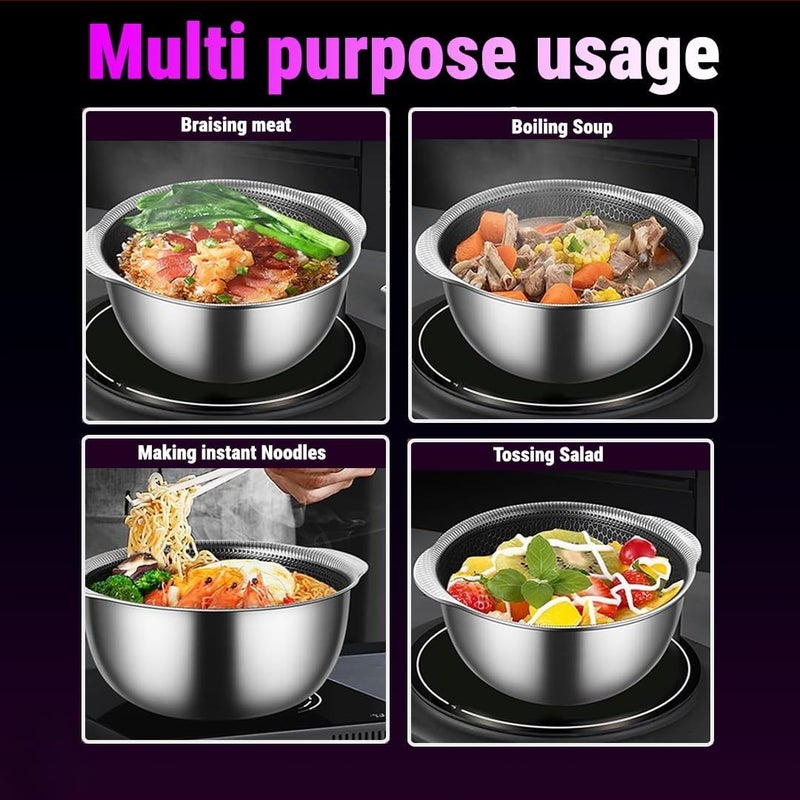Valajogi Non Stick Stainless Steel Mini Stock Pot Bowl for All Cooking Needs Compatible with Induction and Gas Stove Serving Bowls for Kitchen Cooking Baking Prepping Heavy Duty Easy to Clean - Image 3