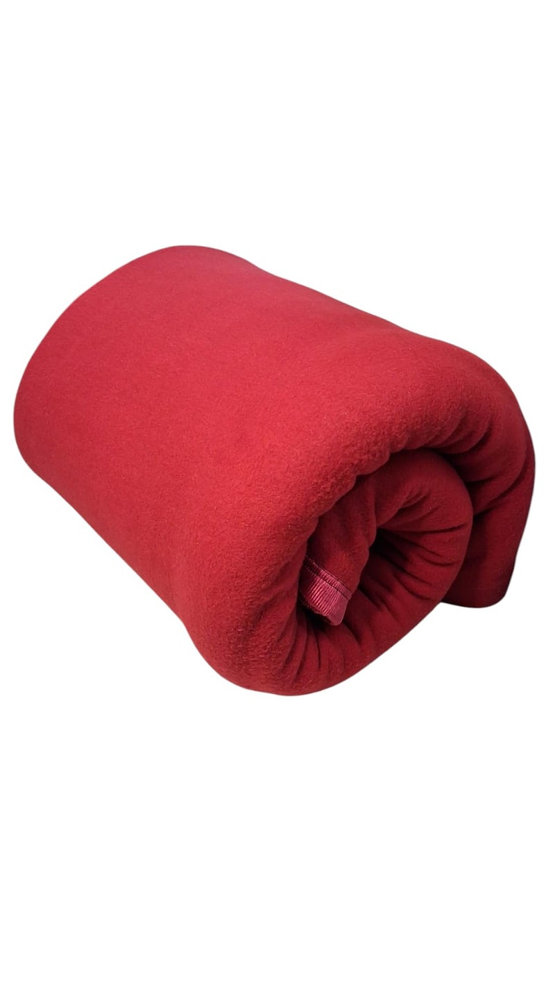 CHANDRAVATI Modern Plain Polar Fleece All Season Blanket Single Bed with || Satan Border || 500 TC || Heavy Quality || (Maroon, 60x90) - Image 5
