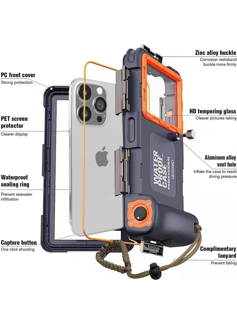 Professional waterproof underwater phone case, suitable for snorkeling and diving, compatible with smartphones under 6.9 inches, iPhone 13/12/8/7/6 Pro Max/XR/XS/X and Samsung Galaxy phone series - Image 4