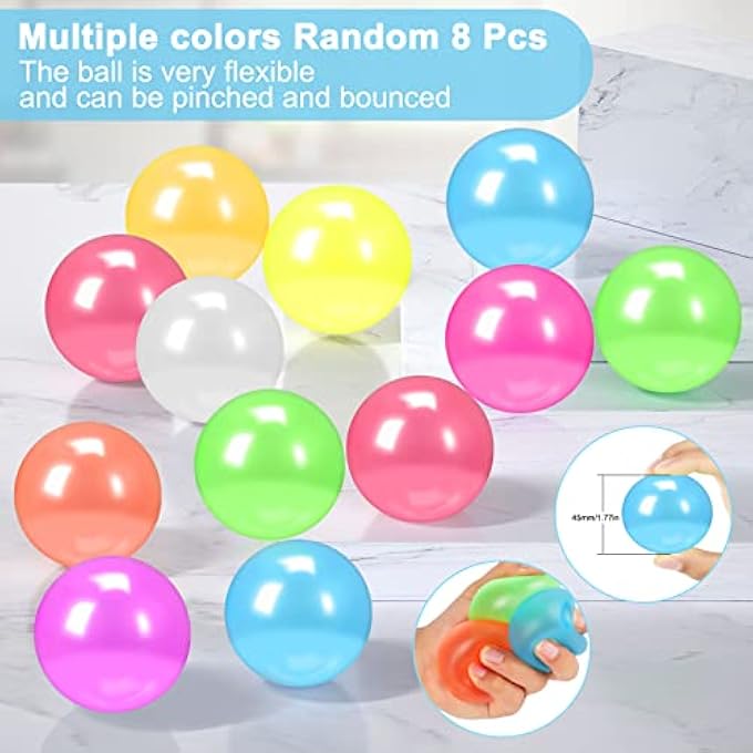 MIMIDOU 12PCS Glow Sticky Balls, 2 Inch Squishy Balls for Kids, Glow in Dark, Stress Relieving, Party Decoration, Unisex - Image 2